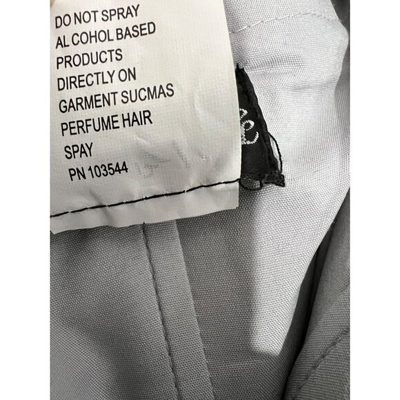 New LA FEMME EVENING Size 4 lace bodice tulle gown 26907 Silver **Small Hole** - Picture 13 of 16